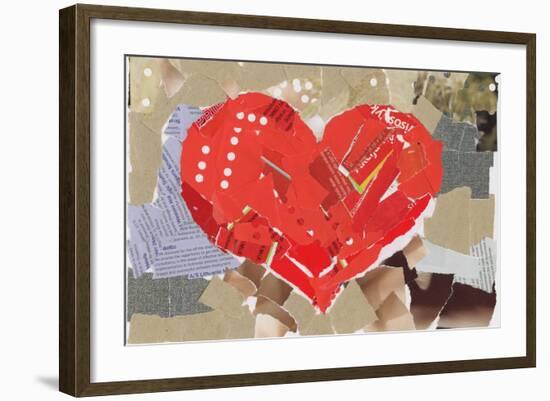 Heart Shape Collage Background, Made Of Magazines And Paper Clippings. Made Myself-donatas1205-Framed Art Print