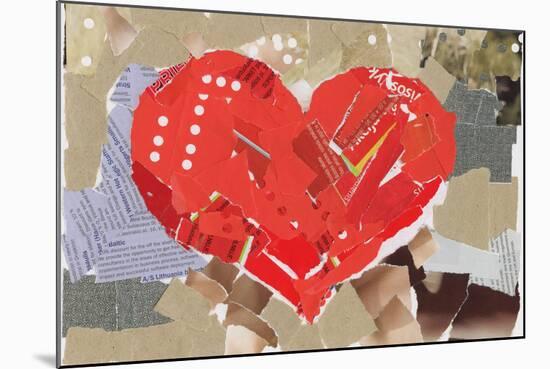 Heart Shape Collage Background, Made Of Magazines And Paper Clippings. Made Myself-donatas1205-Mounted Art Print