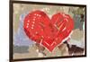 Heart Shape Collage Background, Made Of Magazines And Paper Clippings. Made Myself-donatas1205-Framed Art Print