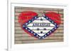 Heart Shape Flag of Arkansas on Brick Wall-vepar5-Framed Photographic Print