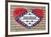 Heart Shape Flag of Arkansas on Brick Wall-vepar5-Framed Photographic Print