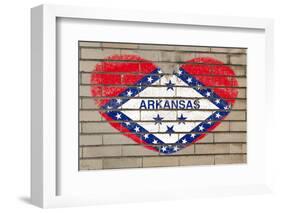 Heart Shape Flag of Arkansas on Brick Wall-vepar5-Framed Photographic Print