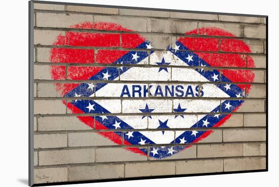 Heart Shape Flag of Arkansas on Brick Wall-vepar5-Mounted Photographic Print