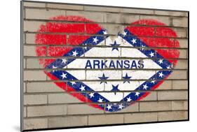 Heart Shape Flag of Arkansas on Brick Wall-vepar5-Mounted Photographic Print