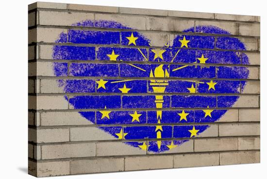 Heart Shape Flag of Indiana on Brick Wall-vepar5-Stretched Canvas