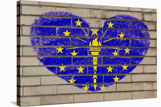 Heart Shape Flag of Indiana on Brick Wall-vepar5-Stretched Canvas