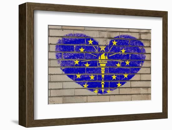 Heart Shape Flag of Indiana on Brick Wall-vepar5-Framed Photographic Print