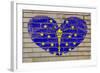 Heart Shape Flag of Indiana on Brick Wall-vepar5-Framed Photographic Print