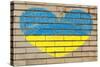 Heart Shape Flag of Ukraine on Brick Wall-vepar5-Stretched Canvas