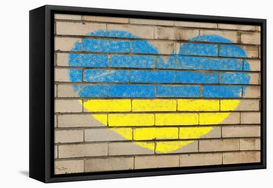 Heart Shape Flag of Ukraine on Brick Wall-vepar5-Framed Stretched Canvas