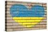 Heart Shape Flag of Ukraine on Brick Wall-vepar5-Stretched Canvas