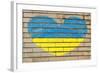 Heart Shape Flag of Ukraine on Brick Wall-vepar5-Framed Photographic Print