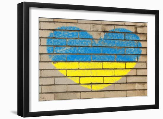 Heart Shape Flag of Ukraine on Brick Wall-vepar5-Framed Photographic Print