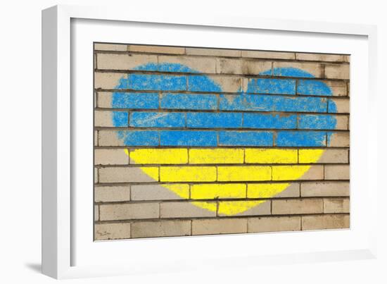 Heart Shape Flag of Ukraine on Brick Wall-vepar5-Framed Photographic Print