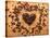 Heart Shape From Brown Coffee Beans, Close-Up On Old Vintage Wooden Background-ouh_desire-Stretched Canvas