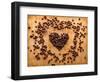Heart Shape From Brown Coffee Beans, Close-Up On Old Vintage Wooden Background-ouh_desire-Framed Art Print