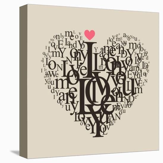 Heart Shape From Letters - Typographic Composition-feoris-Stretched Canvas