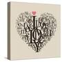 Heart Shape From Letters - Typographic Composition-feoris-Stretched Canvas