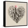 Heart Shape From Letters - Typographic Composition-feoris-Framed Stretched Canvas