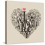 Heart Shape From Letters - Typographic Composition-feoris-Stretched Canvas