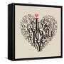 Heart Shape From Letters - Typographic Composition-feoris-Framed Stretched Canvas