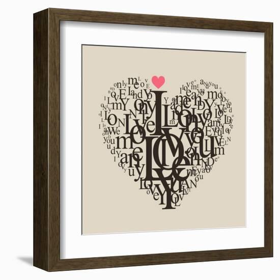 Heart Shape From Letters - Typographic Composition-feoris-Framed Art Print