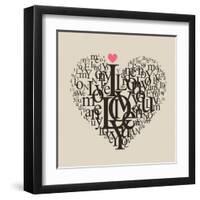 Heart Shape From Letters - Typographic Composition-feoris-Framed Art Print