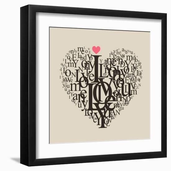 Heart Shape From Letters - Typographic Composition-feoris-Framed Art Print