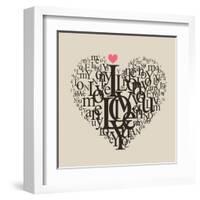 Heart Shape From Letters - Typographic Composition-feoris-Framed Art Print