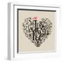 Heart Shape From Letters - Typographic Composition-feoris-Framed Art Print