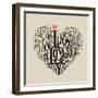 Heart Shape From Letters - Typographic Composition-feoris-Framed Art Print
