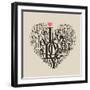 Heart Shape From Letters - Typographic Composition-feoris-Framed Art Print