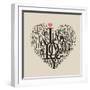 Heart Shape From Letters - Typographic Composition-feoris-Framed Art Print