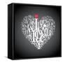 Heart Shape From Letters - Typographic Composition-feoris-Framed Stretched Canvas