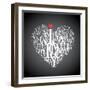 Heart Shape From Letters - Typographic Composition-feoris-Framed Art Print