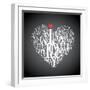 Heart Shape From Letters - Typographic Composition-feoris-Framed Art Print