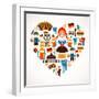 Heart Shape With Germany Icons-Marish-Framed Art Print