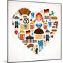 Heart Shape With Germany Icons-Marish-Mounted Art Print