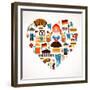 Heart Shape With Germany Icons-Marish-Framed Premium Giclee Print