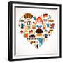Heart Shape With Germany Icons-Marish-Framed Premium Giclee Print