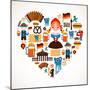 Heart Shape With Germany Icons-Marish-Mounted Premium Giclee Print