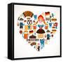 Heart Shape With Germany Icons-Marish-Framed Stretched Canvas