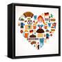 Heart Shape With Germany Icons-Marish-Framed Stretched Canvas