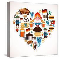 Heart Shape With Germany Icons-Marish-Stretched Canvas