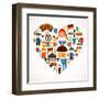 Heart Shape With Germany Icons-Marish-Framed Art Print