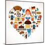 Heart Shape With Germany Icons-Marish-Mounted Art Print