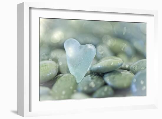 Heart-Shaped Beach Glass and Wet Rocks, Seabeck, Washington, USA-Jaynes Gallery-Framed Photographic Print