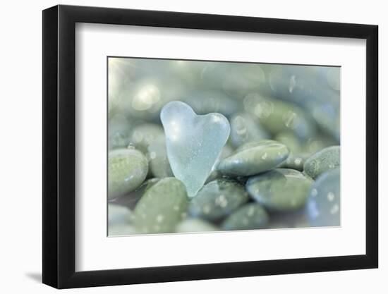 Heart-Shaped Beach Glass and Wet Rocks, Seabeck, Washington, USA-Jaynes Gallery-Framed Photographic Print