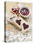 Heart-Shaped Biscuits Filled with Raspberry Jam-null-Stretched Canvas
