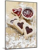 Heart-Shaped Biscuits Filled with Raspberry Jam-null-Mounted Photographic Print